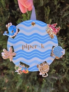 Piper K Blue & Gold Ocean Hair Clips